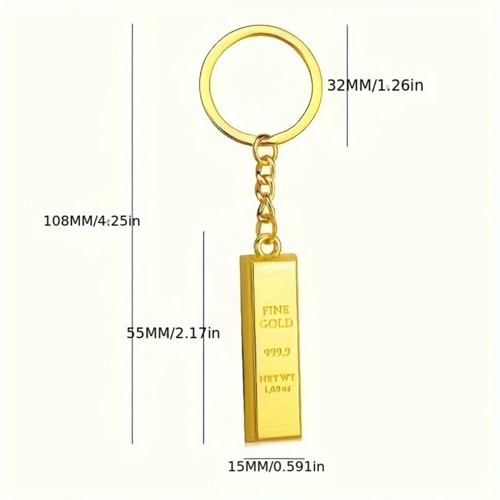 Luxury Gold Bar Keychain or bag charm 1oz Replica - 999.9 Fine Gold style - Picture 6 of 6